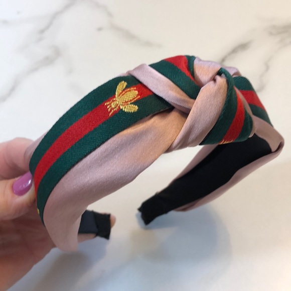 Accessories - -NEW- pink headband with green/red stripe